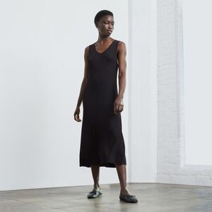 Everlane Ribbed V Neck Black Midi Dress